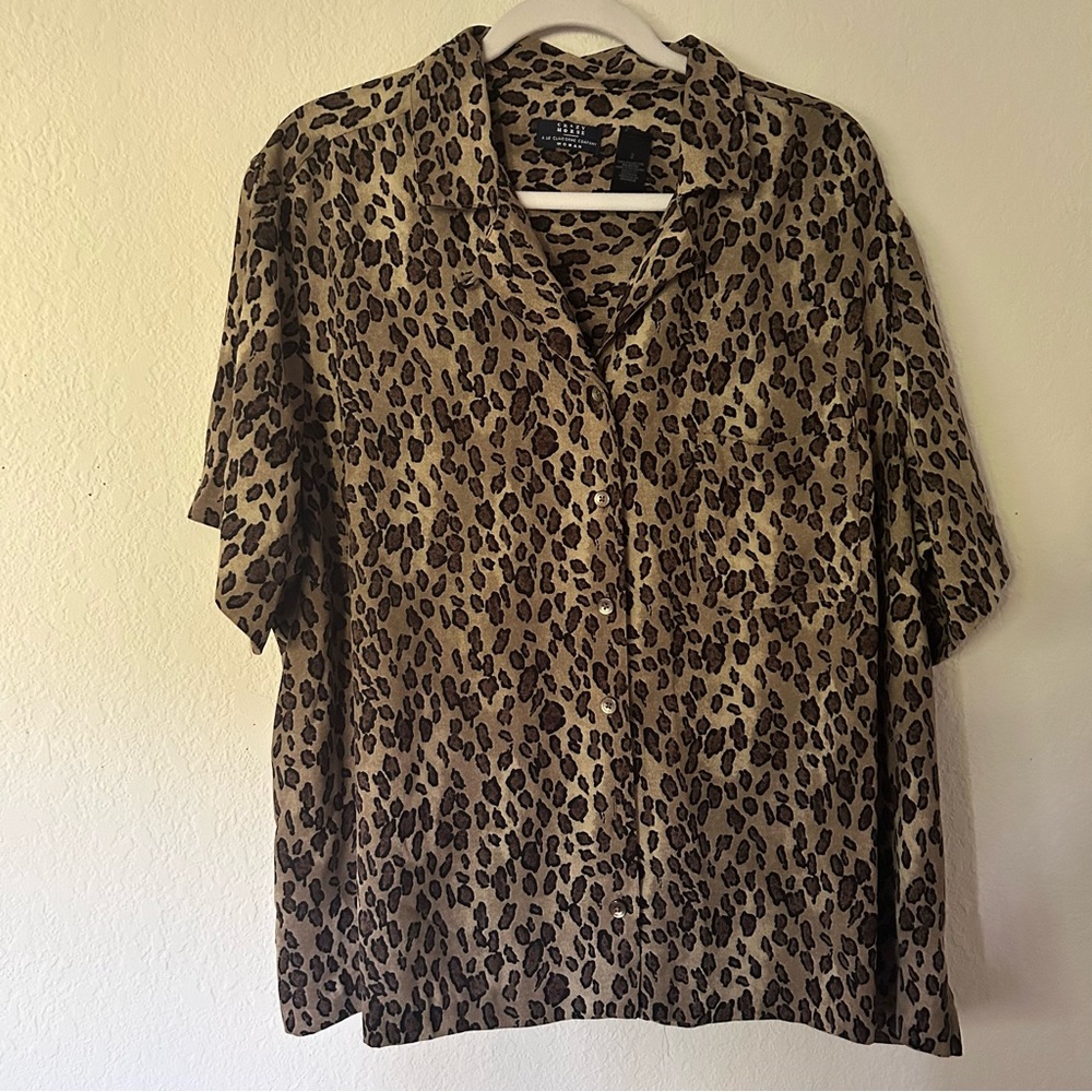 Animal print short-sleeve button down
